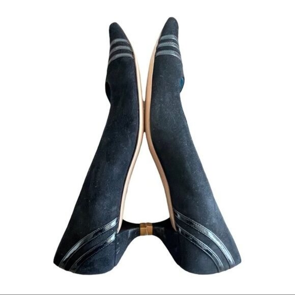 MARC JACOBS Black Suede & Leather Kitten Heel Pointed Toe Size 6 - Picture 8 of 16